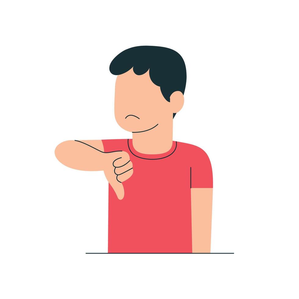 Gesture of dislike and thumb down character faceless illustration vector