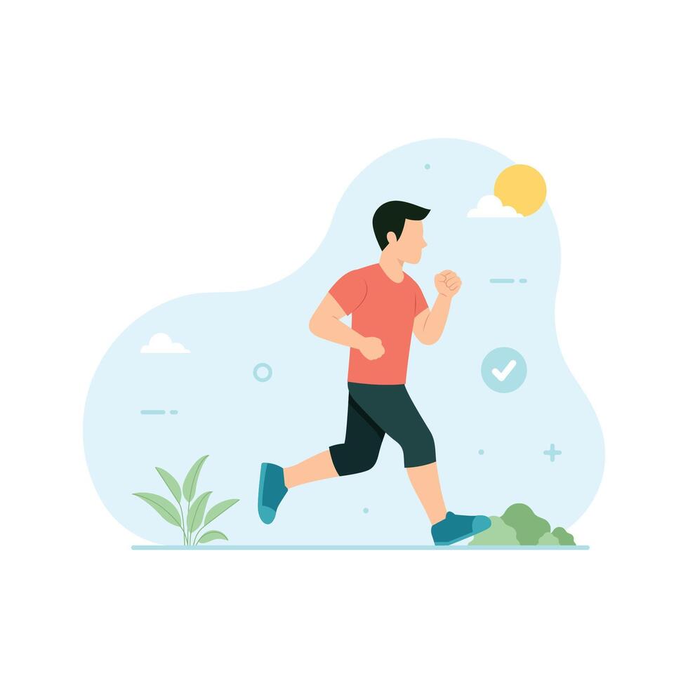 Running workout exercise as outdoors sport activity illustration vector