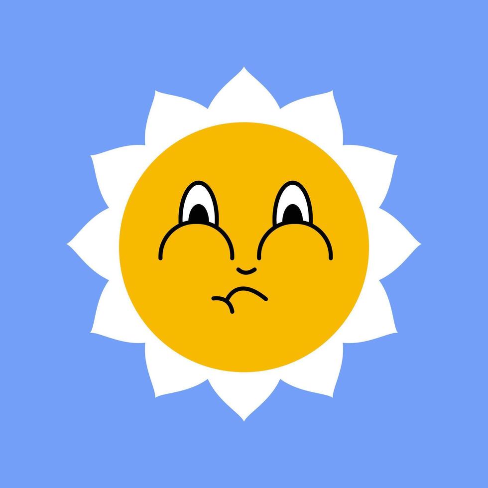 Daisy flower smiling face, cute sunflower emoji for different emotions, great for adding joy to your designs vector
