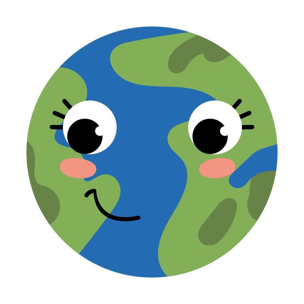 Planet Earth with eyes and a smile. Kawaii vector