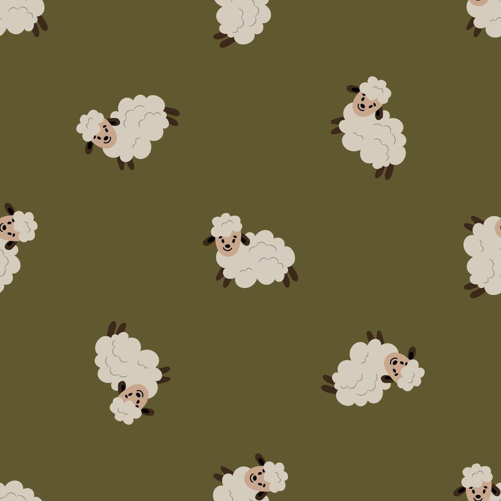 Seamless pattern with cute sheep. Design for fabric, textiles, wallpaper, packaging. vector