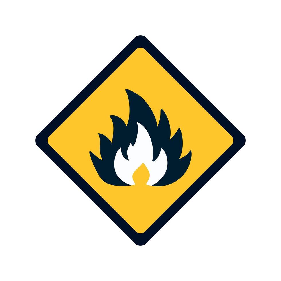 Flammable sign. Caution flammable substances. Diamond shaped warning sign. Isolated on white background vector