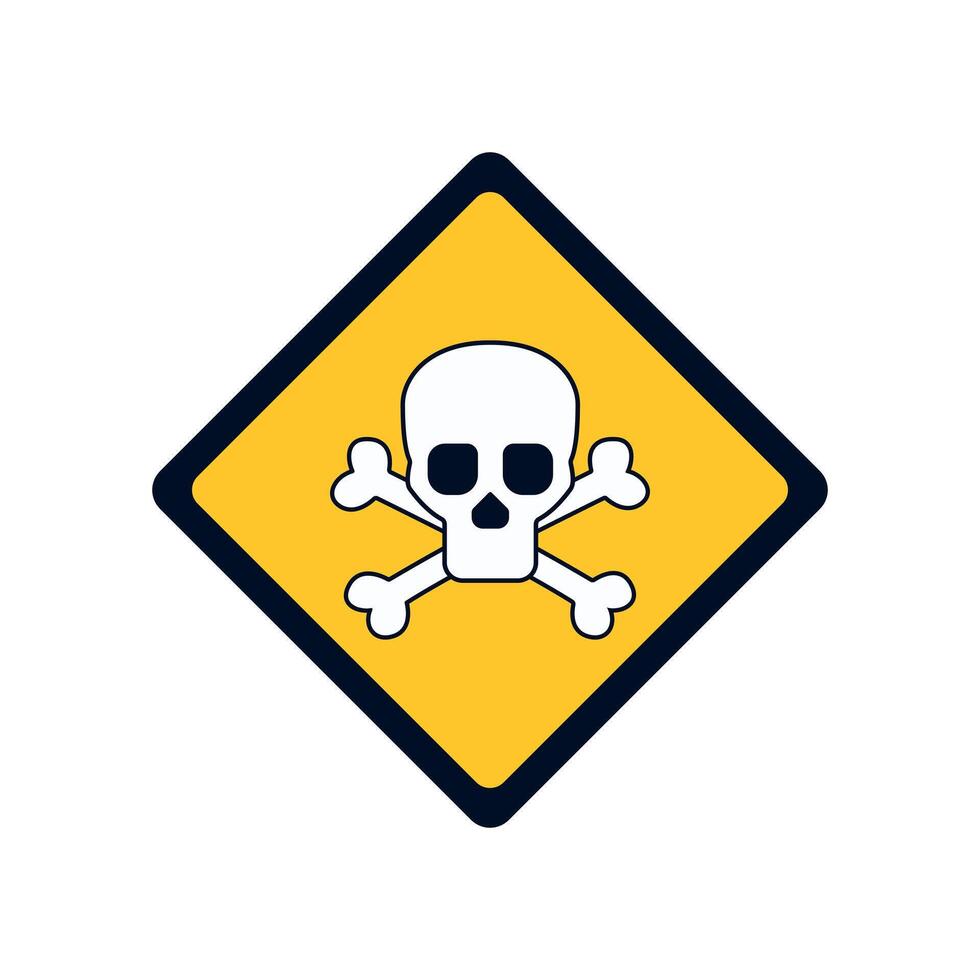 Safety sign. Signs of danger or alerts. Cautionary skull emblem. Death attention, toxic poison element design. vector