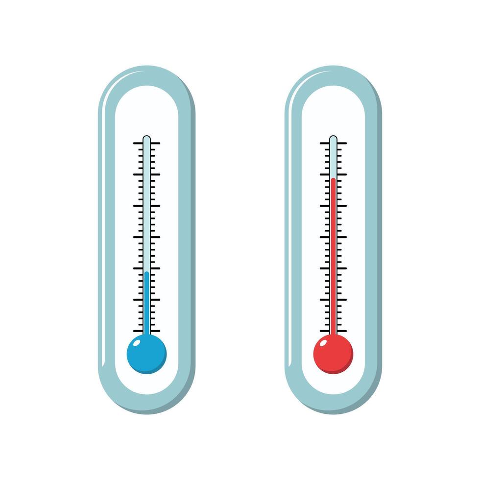 Meteorology thermometers for measuring heat and cold winter temperature. Thermometer icon in flat style. Temperature scale for measurement forecast weather or medicine. vector