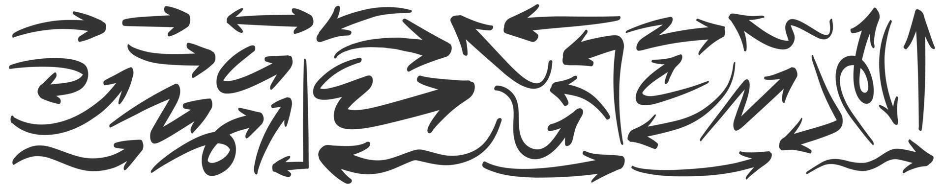 Hand-Drawn Arrow Motif, Bold Black Brushstroke Design vector
