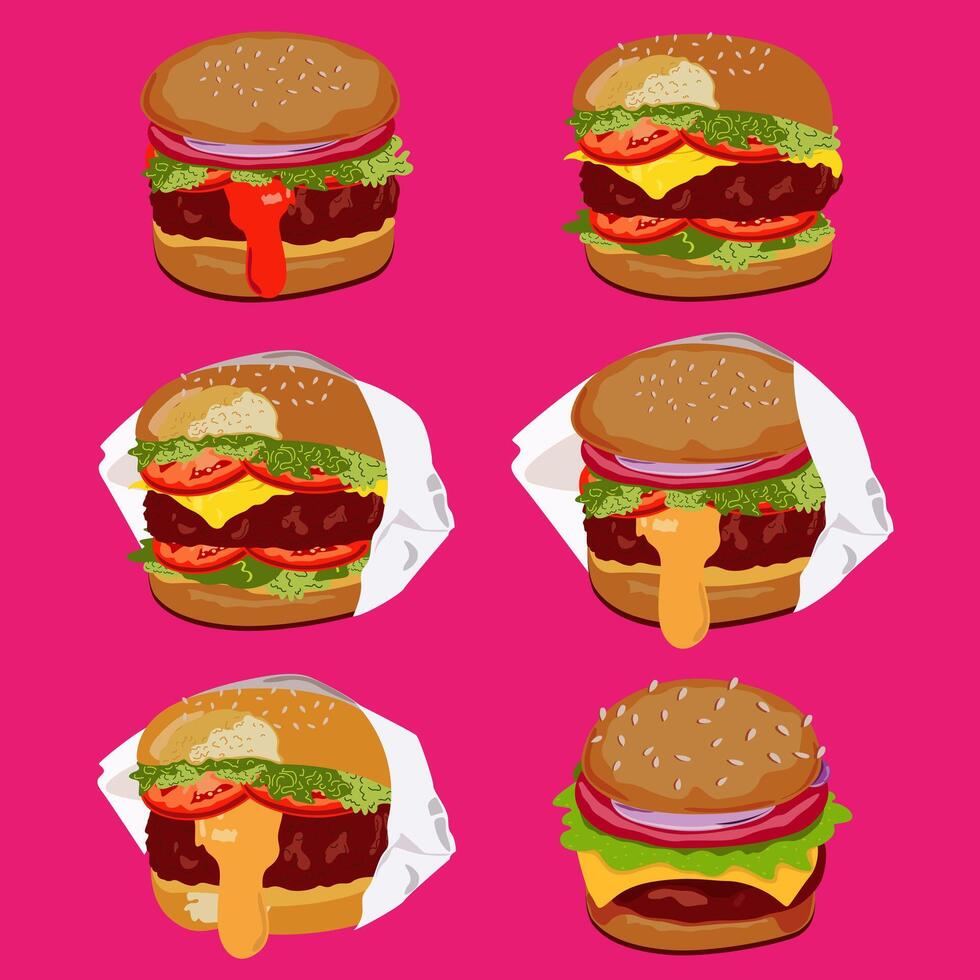 Fast food posters. fast food in flat style. National burger day. Cheeseburger modern poster. Burger Banner vector
