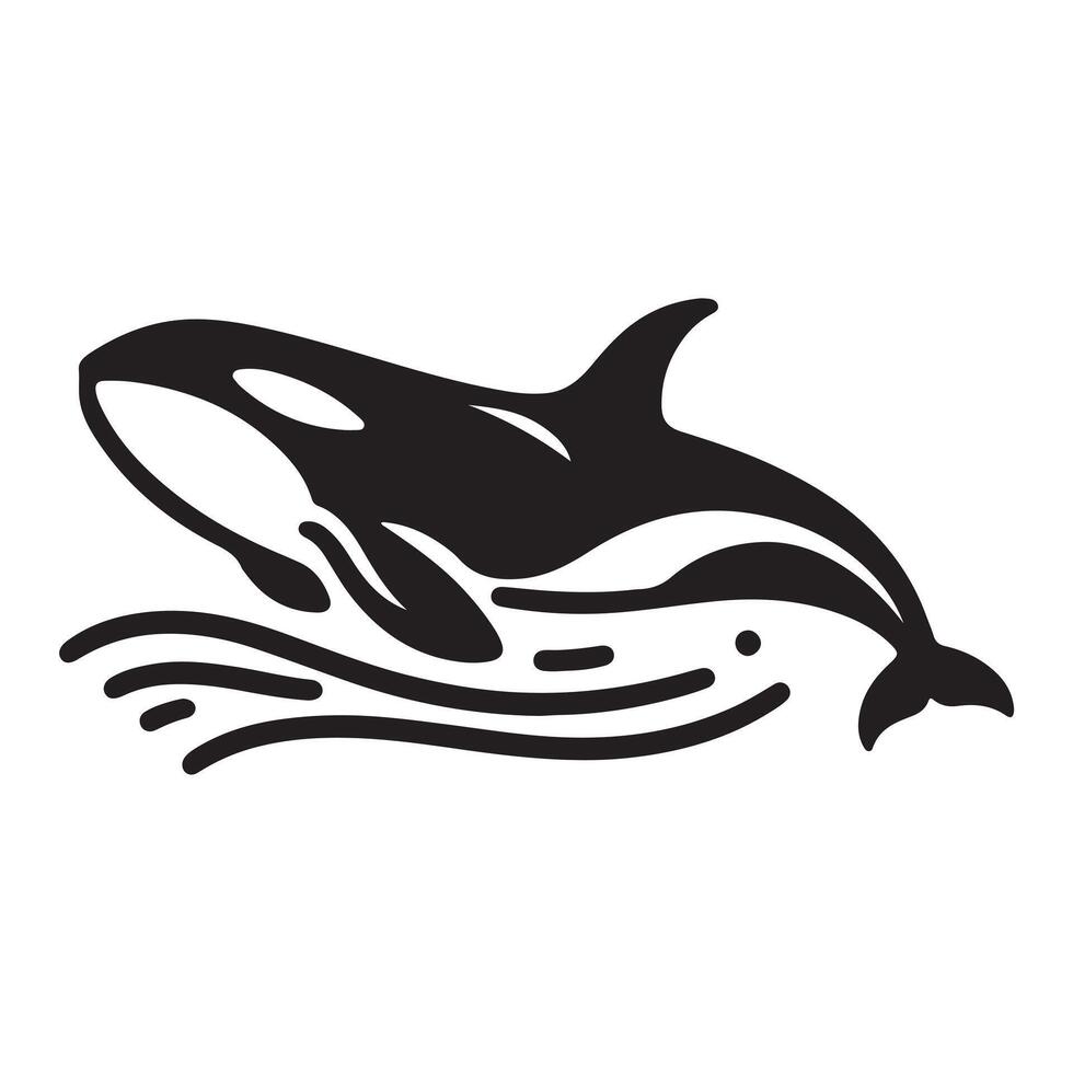 a black silhouette single line dolphin with white background image vector