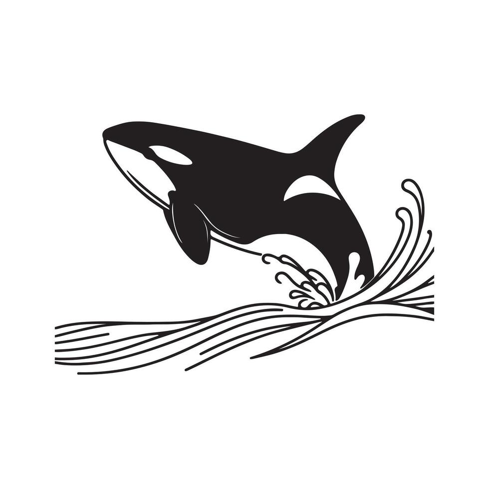 a black silhouette single line dolphin with white background image vector