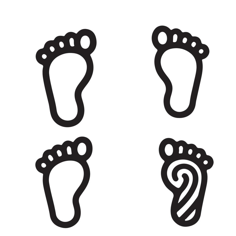 Footprint outline icon set image with white background vector
