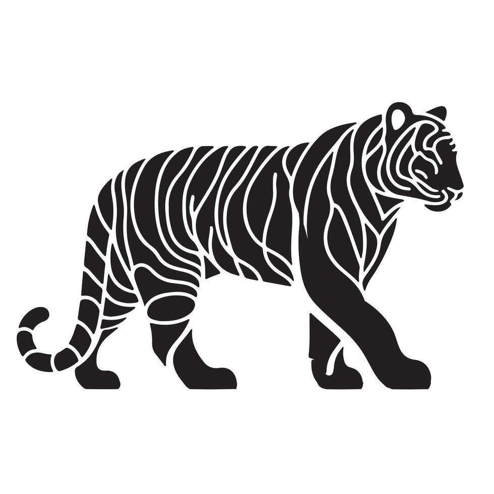 a black silhouette single line lion with white background image vector