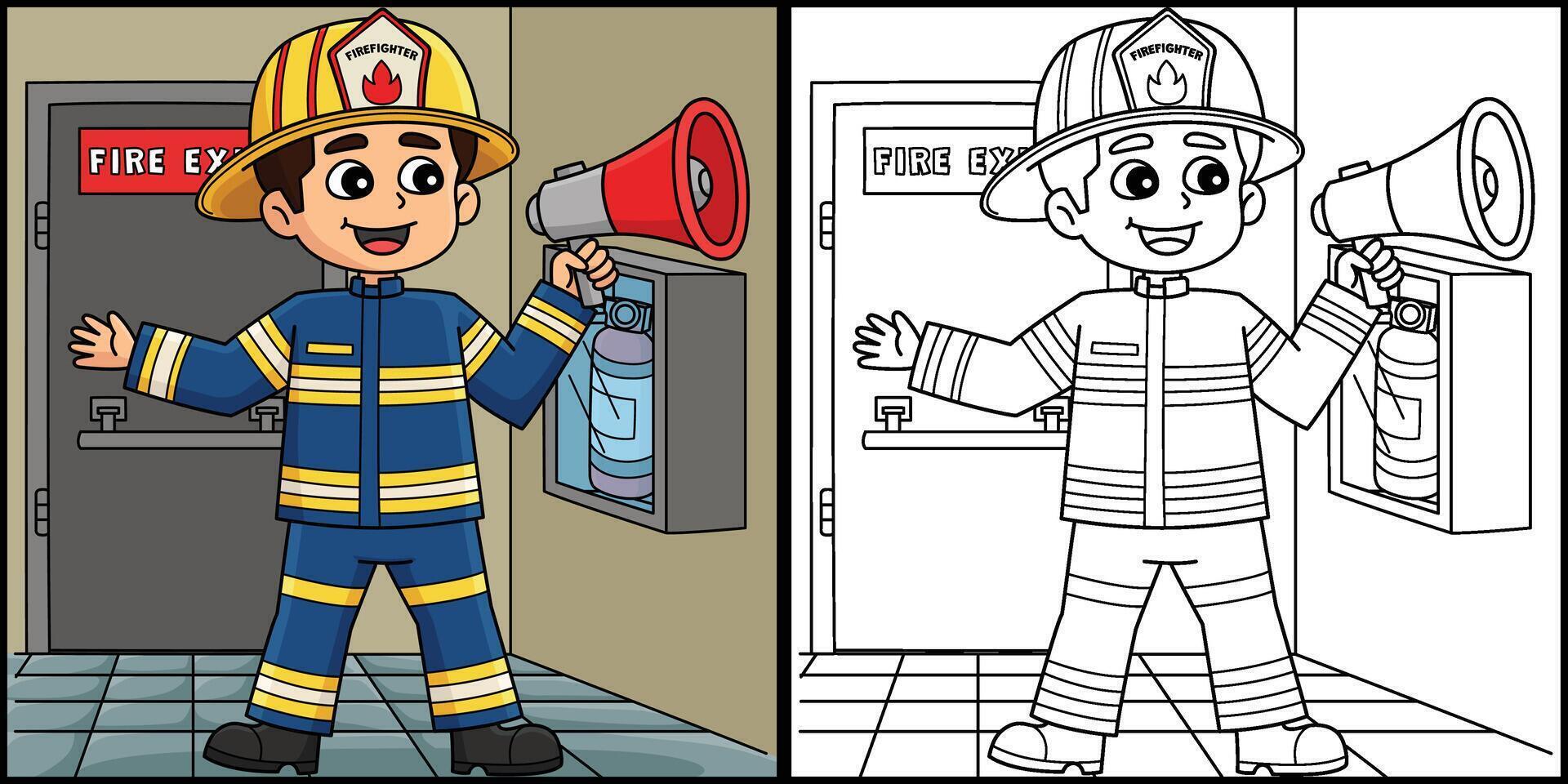 Firefighter Holding a Megaphone Illustration vector