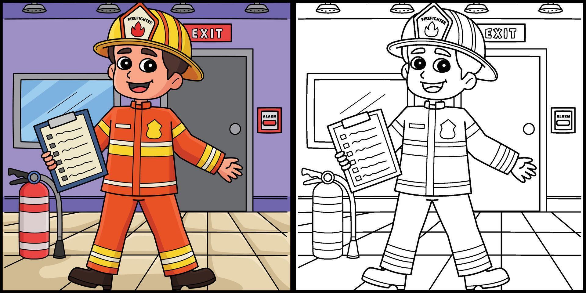 Firefighter Fire Safety Checklist Illustration vector