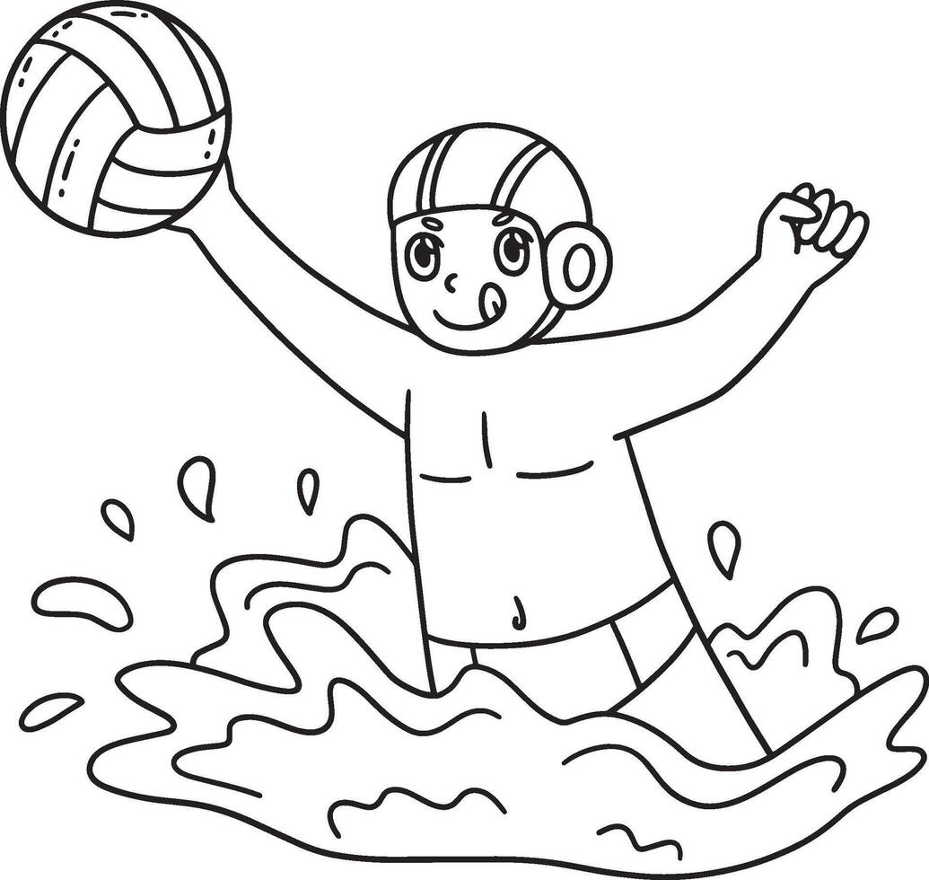 Water Polo Player Intercepting the Ball Isolated vector