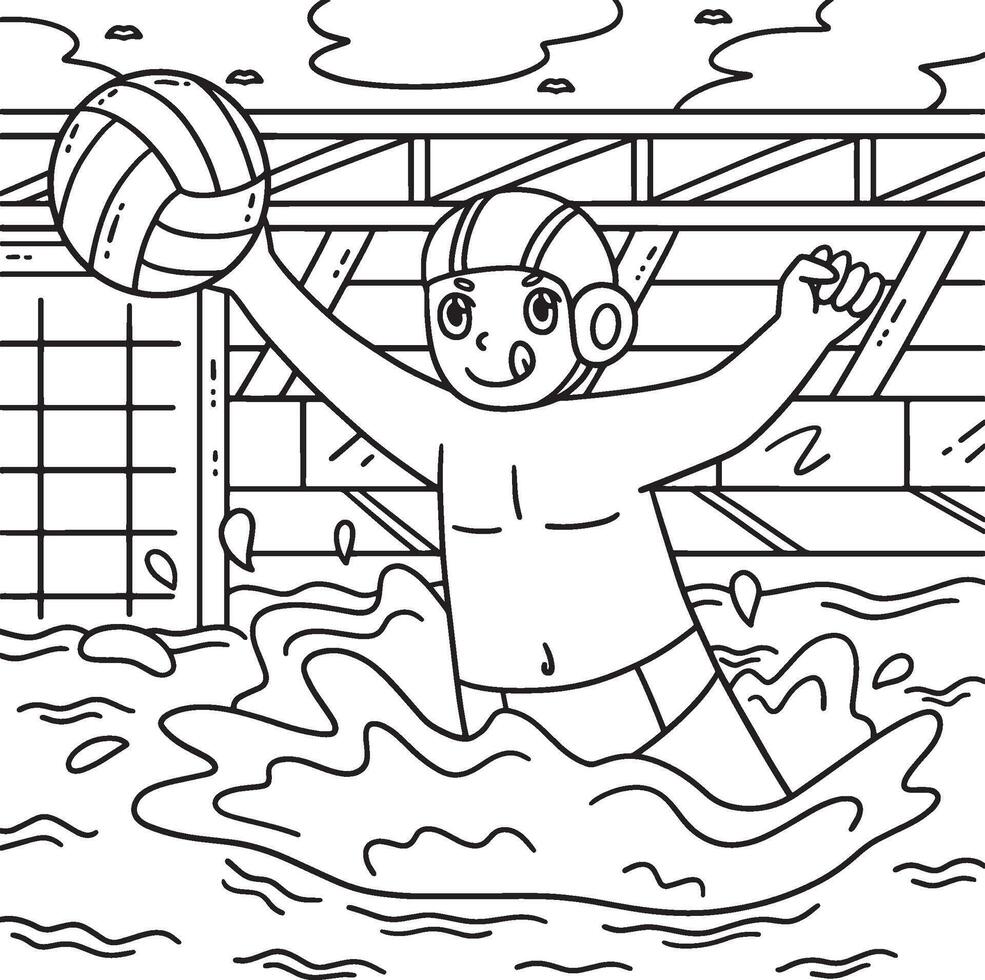 Water Polo Player Intercepting the Ball Coloring vector