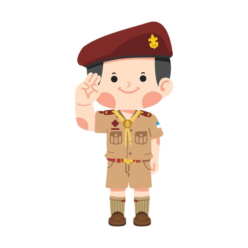 Kid boy scout thai making boy scout emblem vector