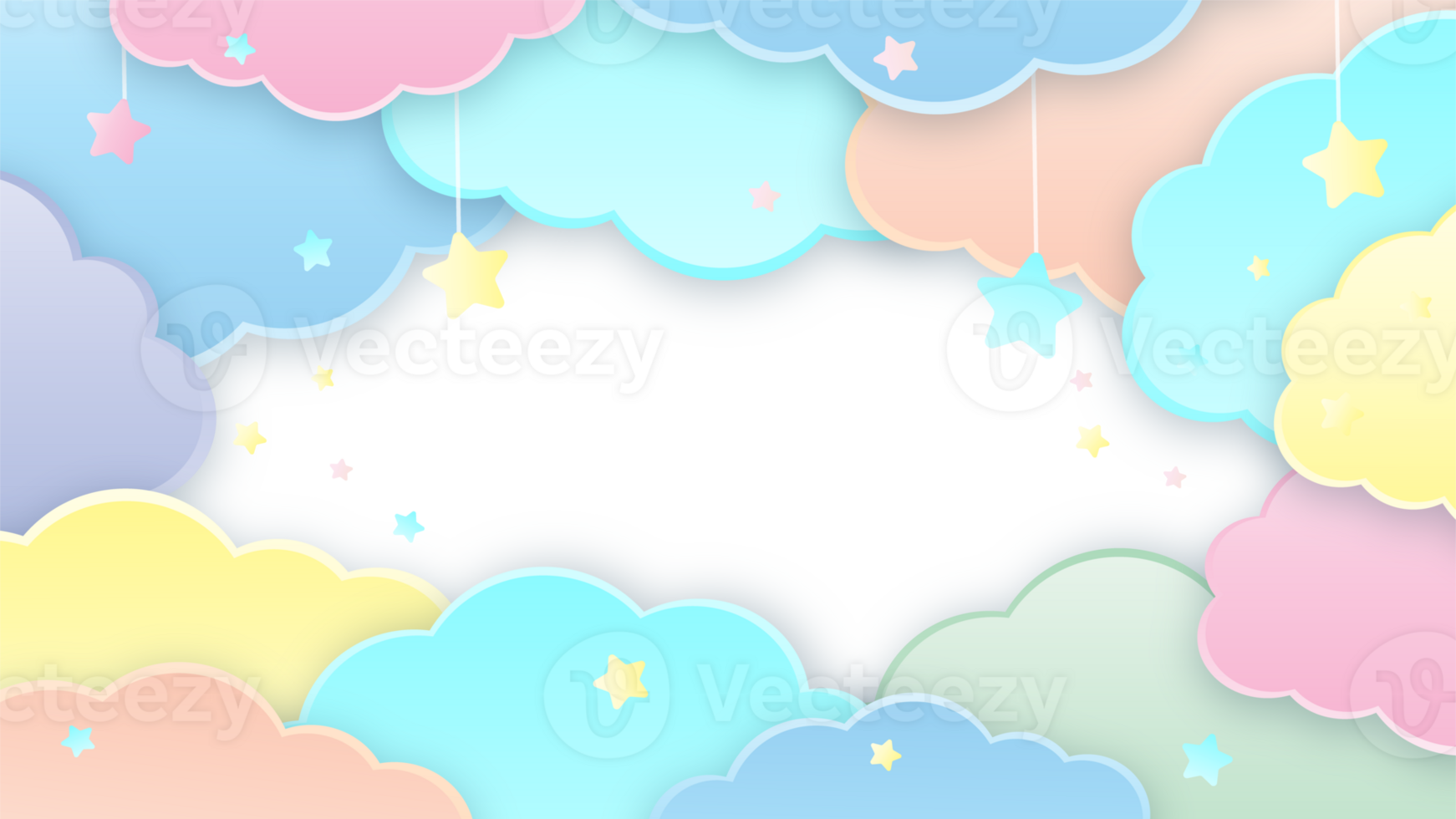 Clouds and Star Gradient Colorful Frame png