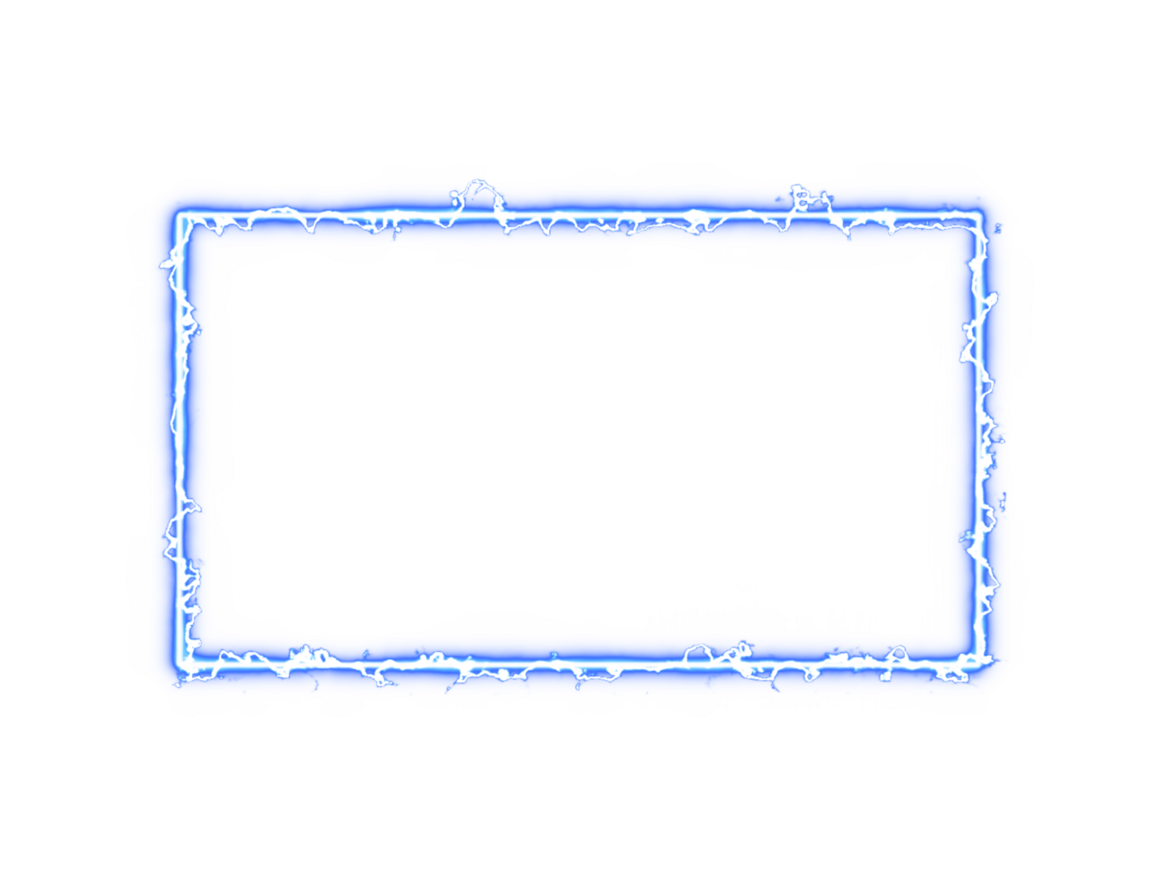 Rectangle shape frame glowing blue electric arc effect transparent background image png