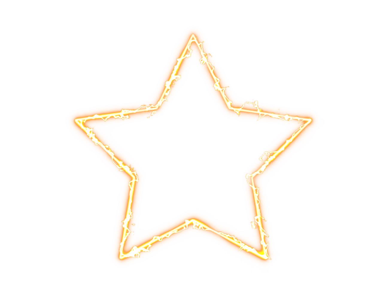 Star shape frame glowing orange electric arc effect border transparent background image png