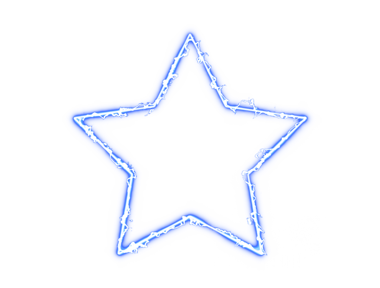 Star shape frame glowing blue electric arc effect border transparent background image png
