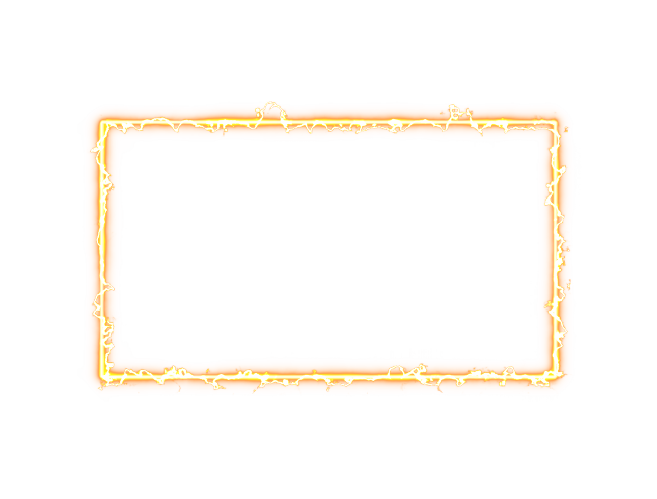 Rectangle shape frame glowing orange color electric arc effect transparent background image png