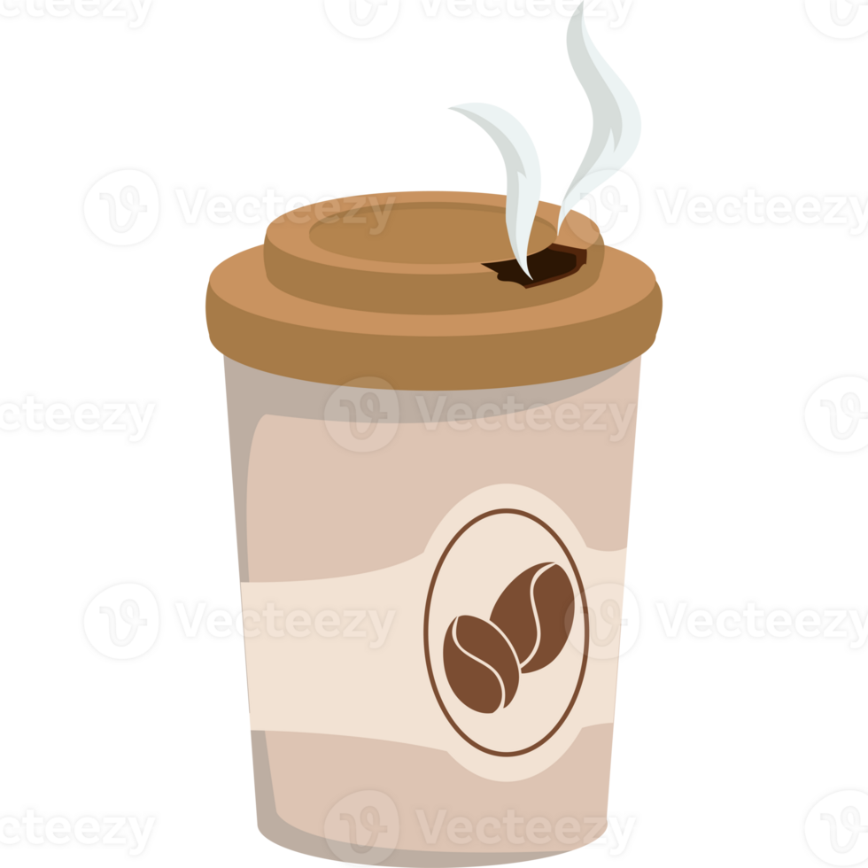 Coffee cup with a burning cigarette png