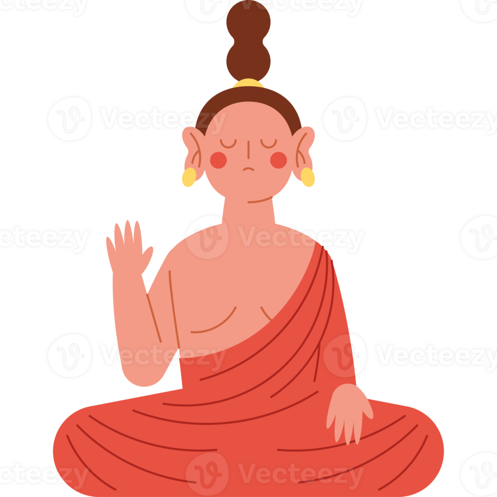 A cartoon buddha sitting in a lotus position png