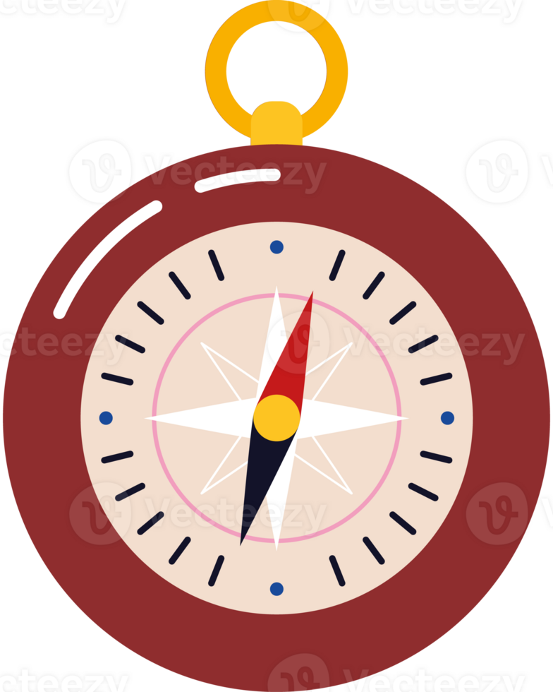 A red and white compass with a yellow cord png