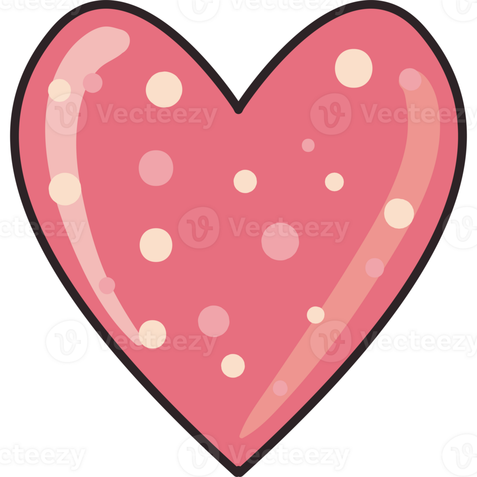 A pink heart with polka dots on it png