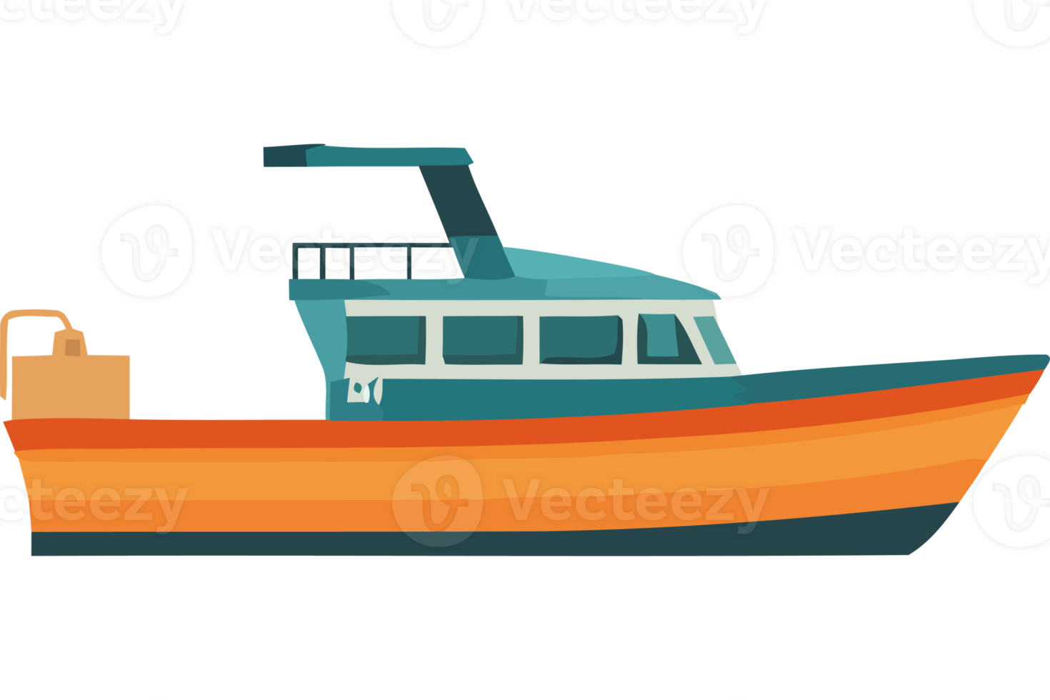 A boat with a blue and orange color scheme png