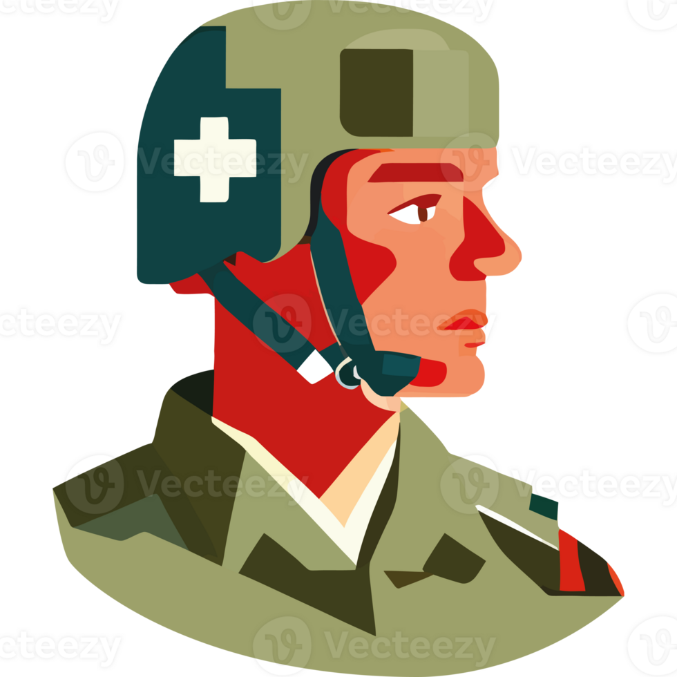 A soldier in a helmet with a cross on his chest png