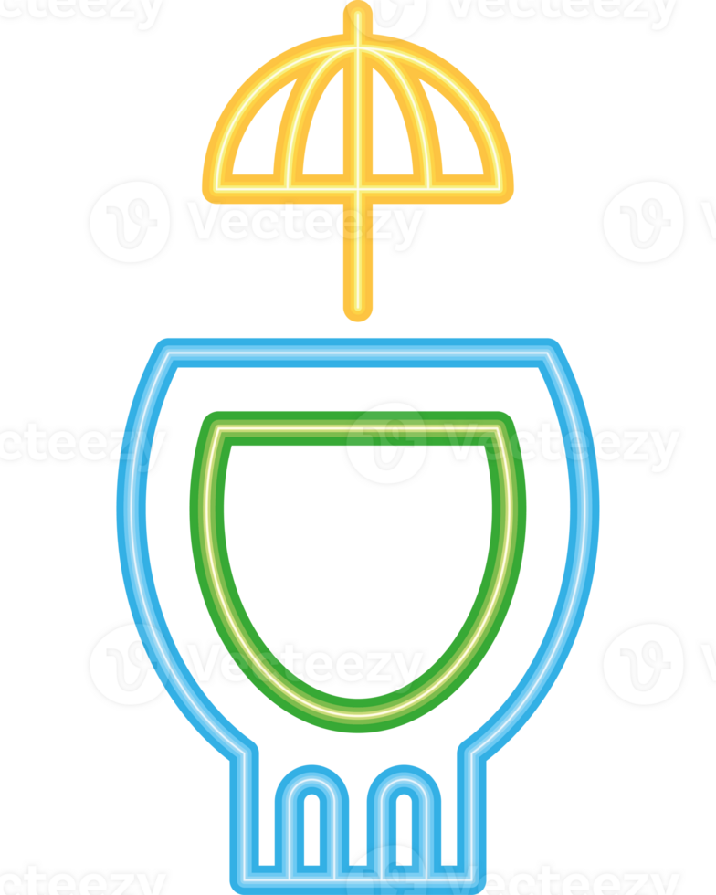 A neon sign with a cup and umbrella png