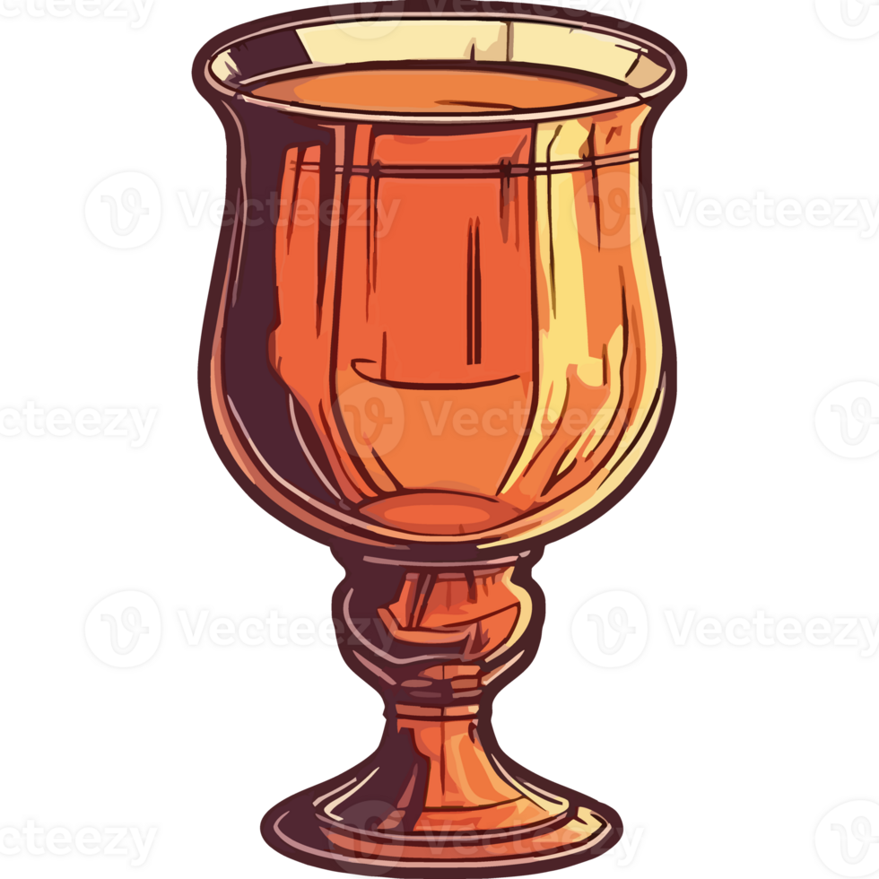 A glass cup with a drink in it png