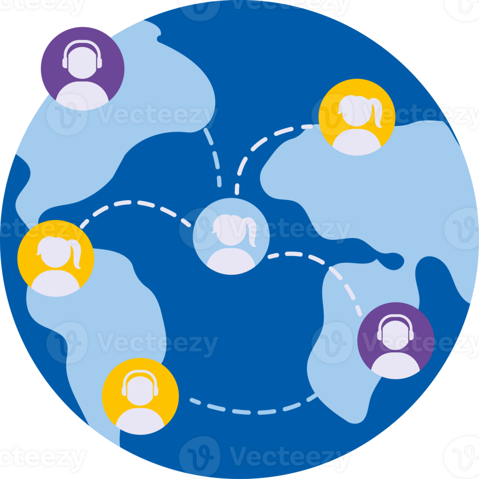 A globe with people connected to each other png