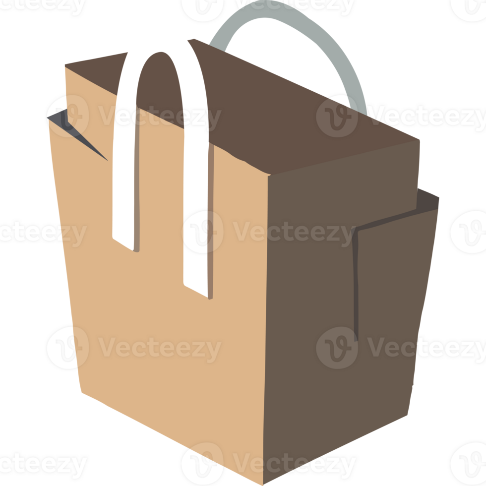 A brown paper bag with handles on it png