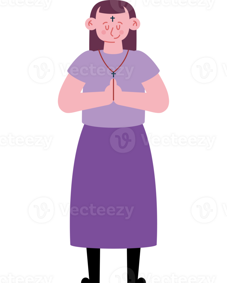 A woman in a purple dress is praying png