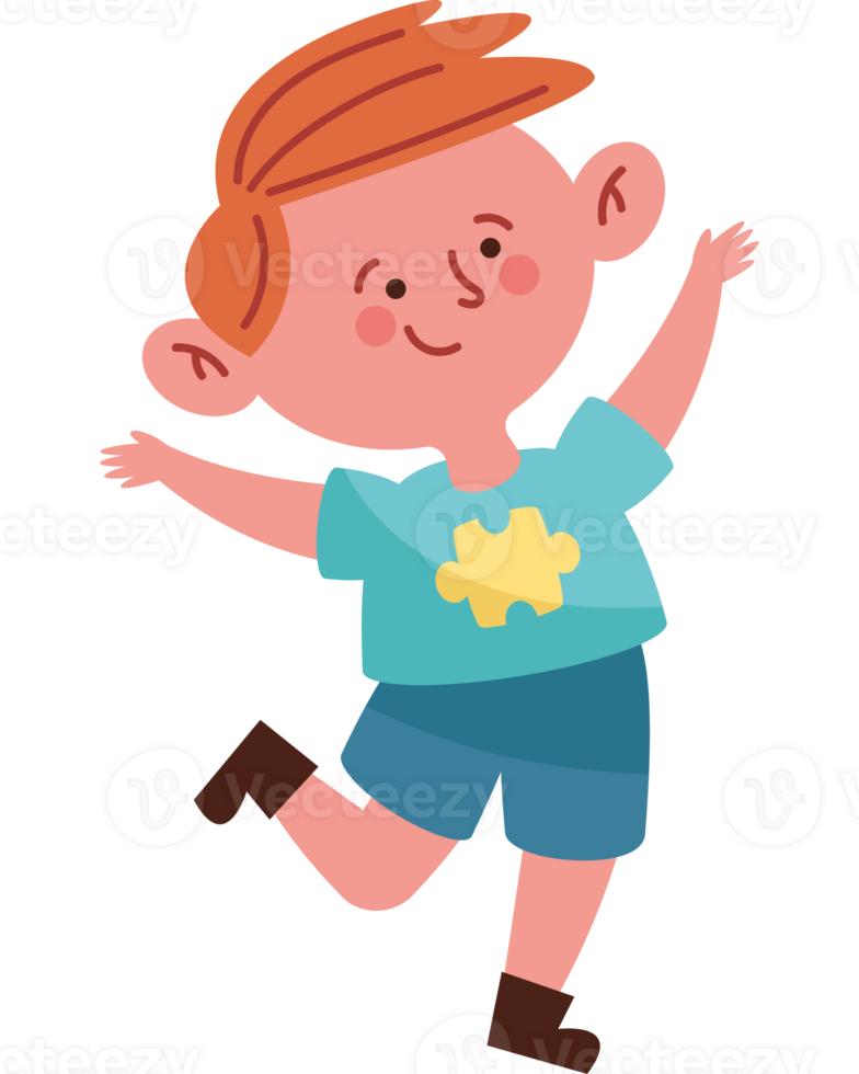A cartoon boy jumping with his arms out png