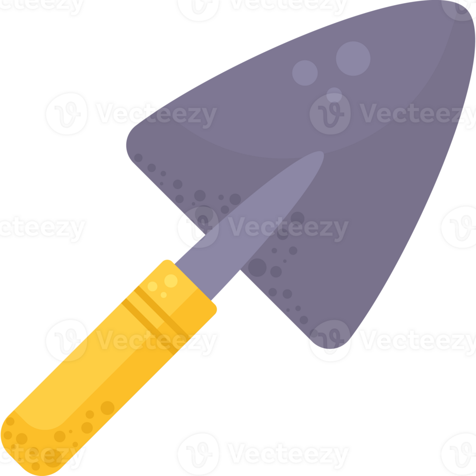 A shovel with a yellow handle and a purple handle png