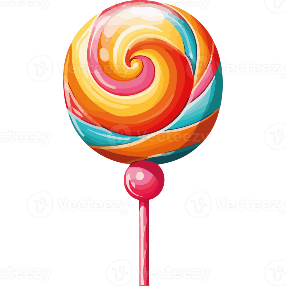 A colorful lollipop on a stick png
