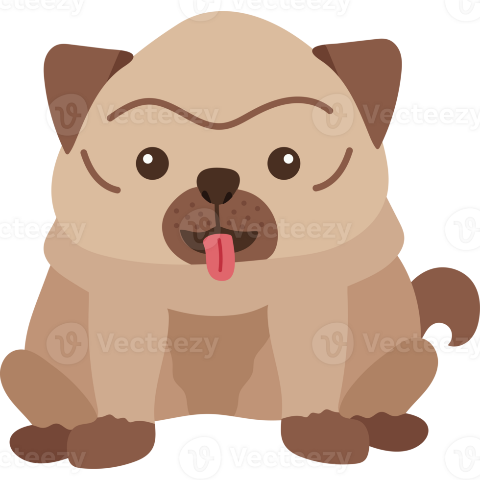 A cartoon pug dog with its tongue out png