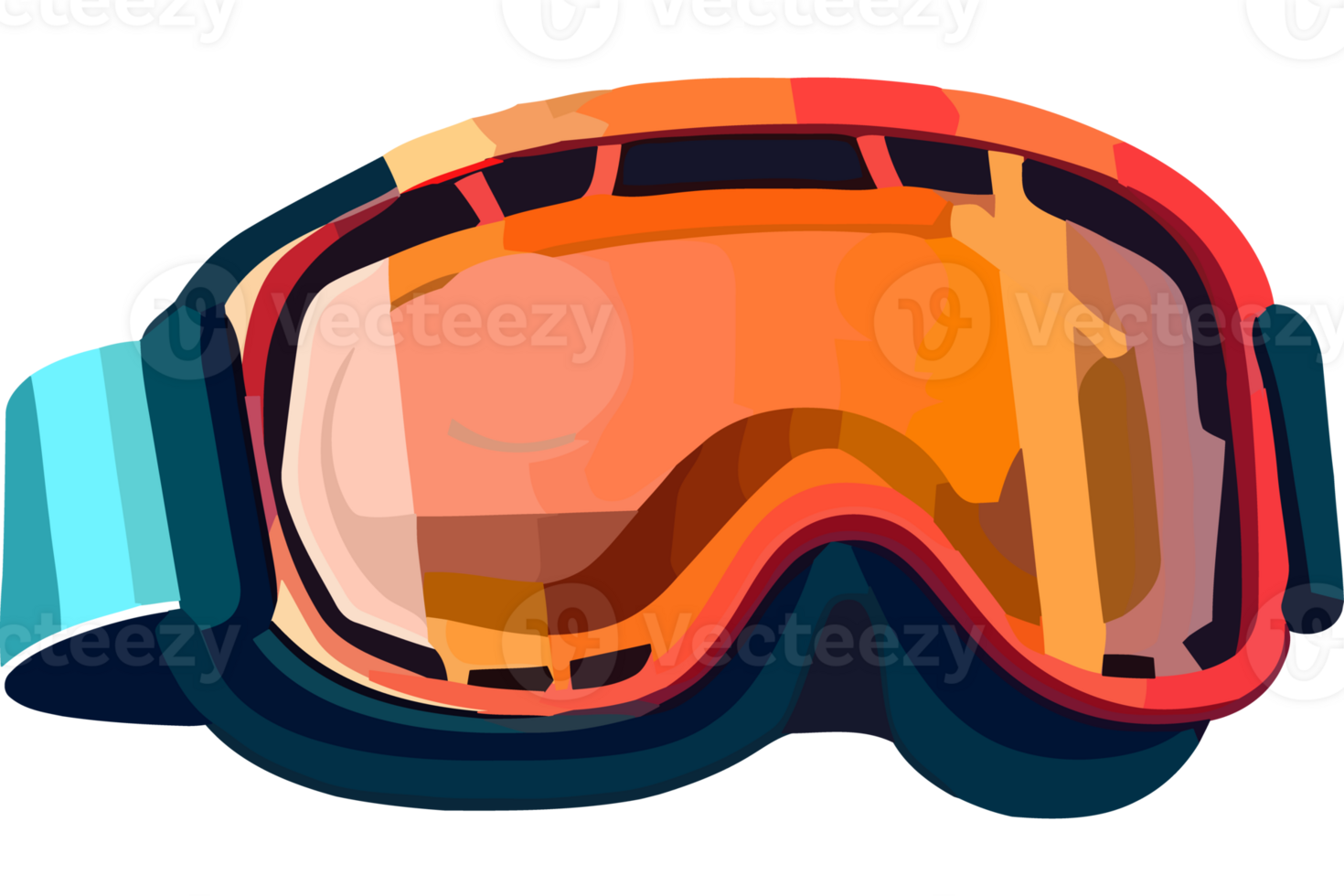 A cartoon ski mask with orange and blue goggles png