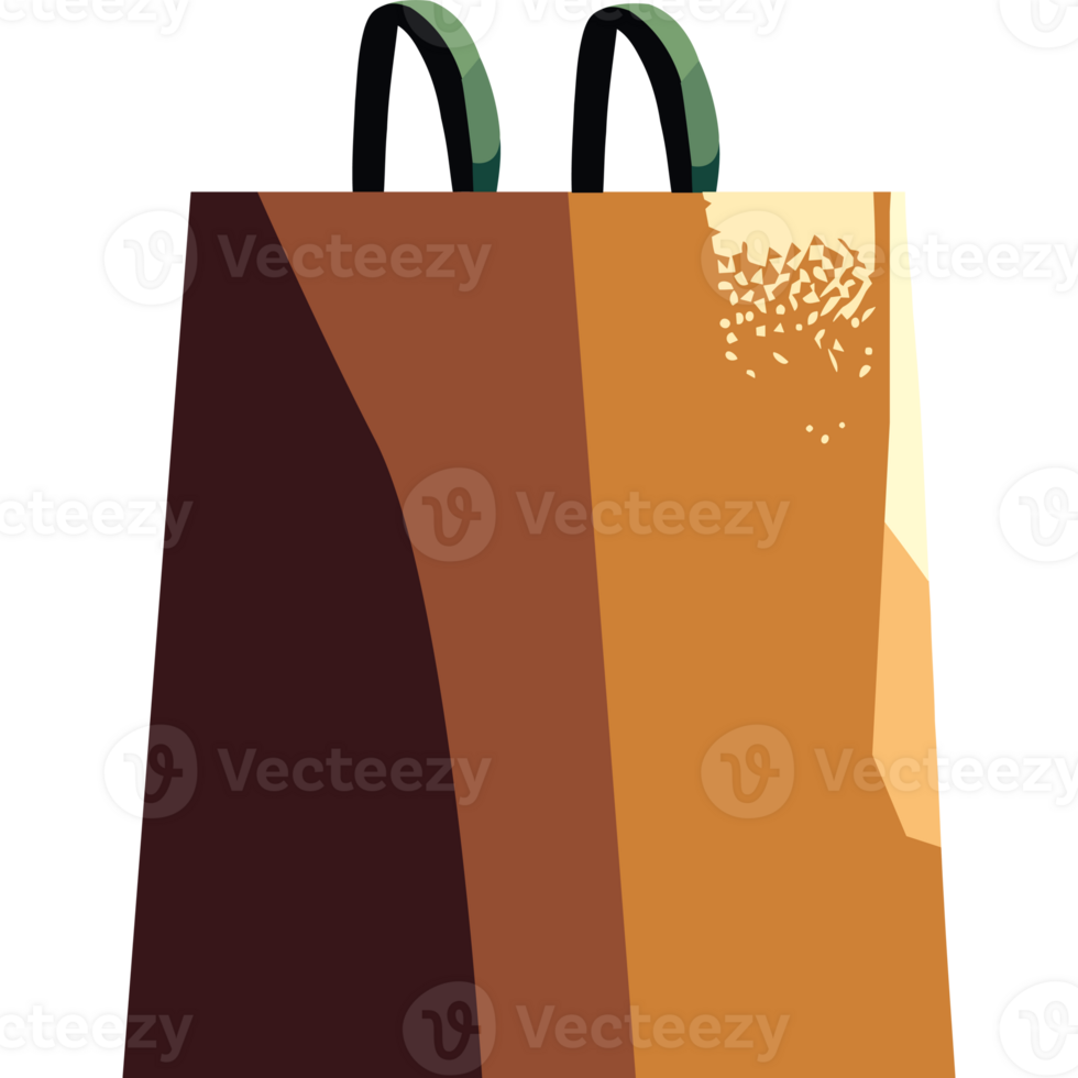A brown paper bag with handles on it png