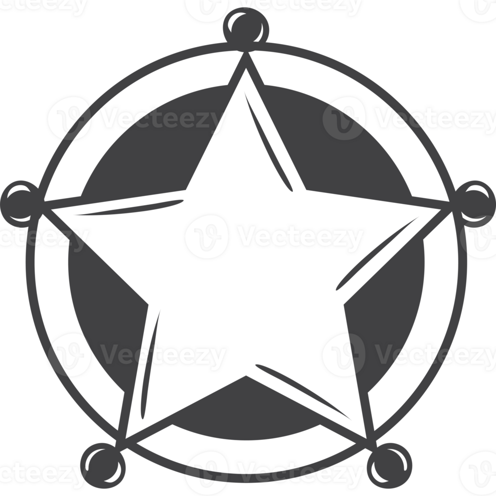 A black and white star in a circle png
