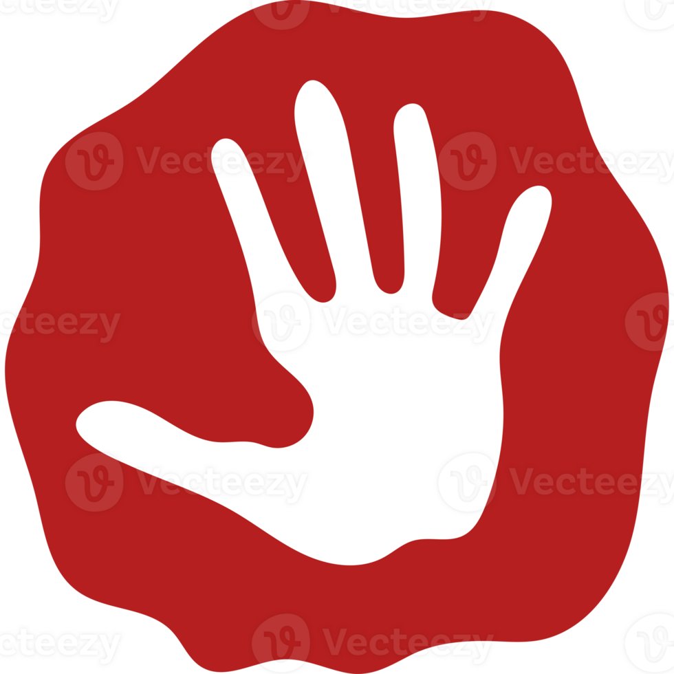 A red hand with a white hand in the middle png