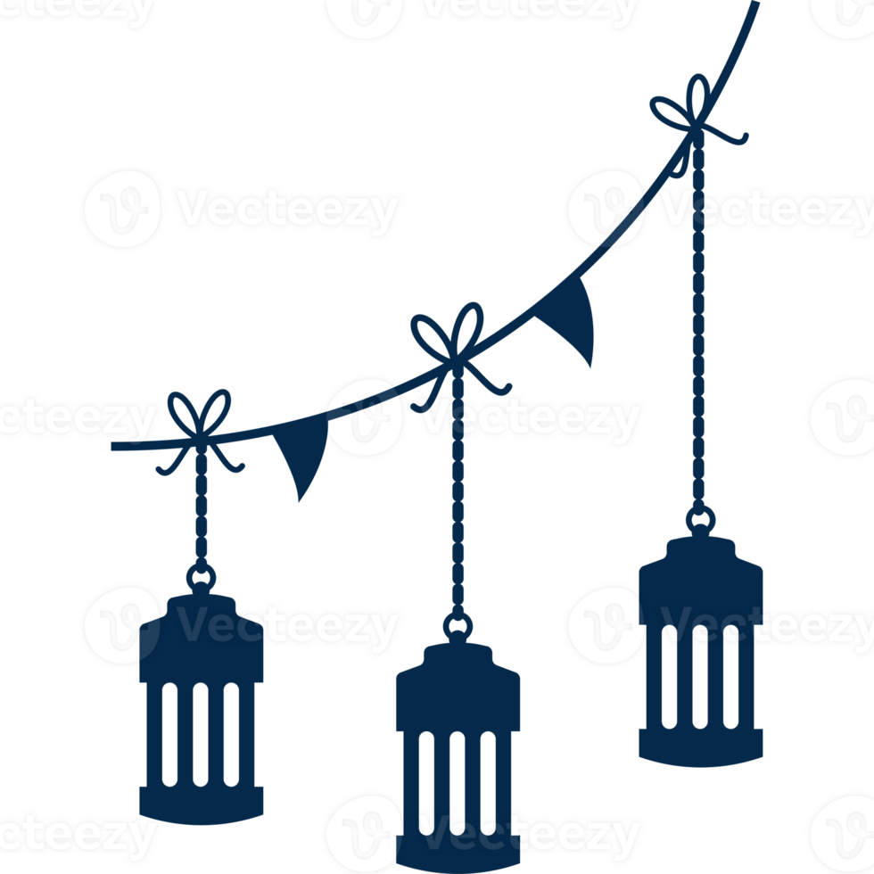 Three lanterns hanging from a string png