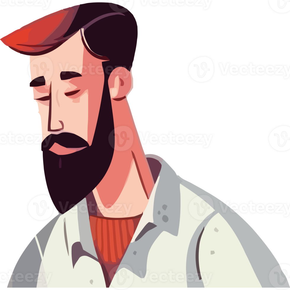A cartoon man with a beard and a red beard png