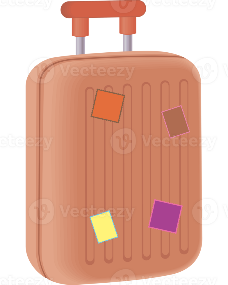 A suitcase with colorful stickers on it png