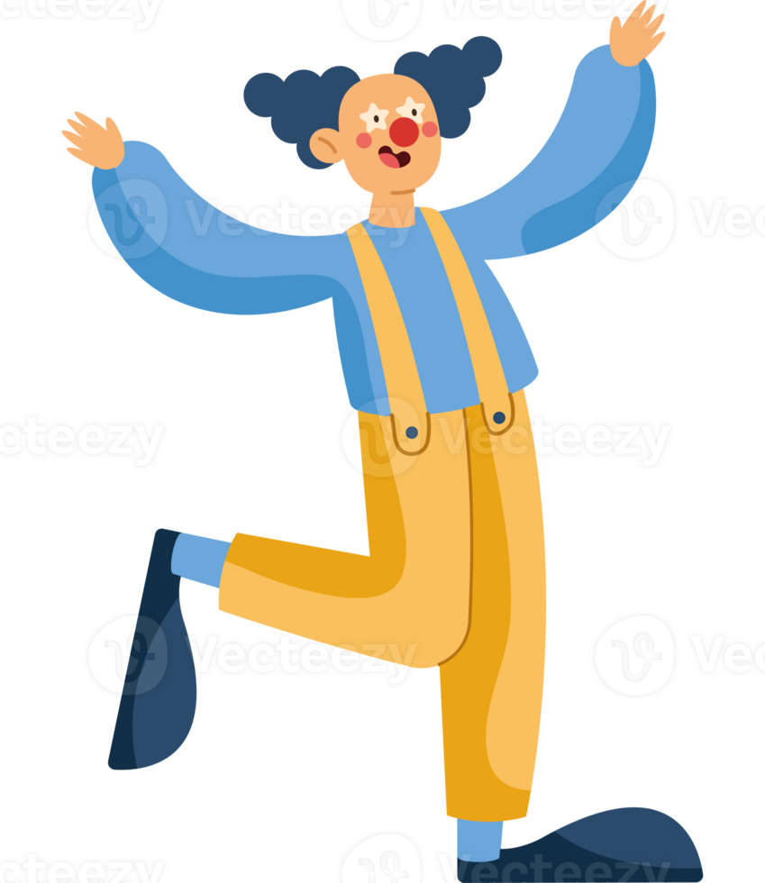 Cartoon clown jumping with arms outstretched png