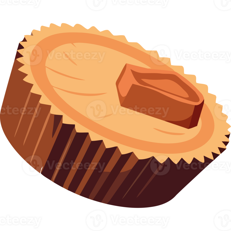 A cupcake with a piece of chocolate in it png