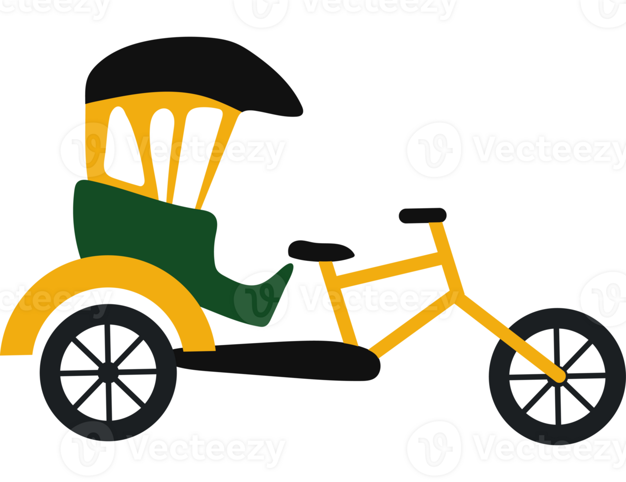 A yellow and green tricycle with a helmet on it png