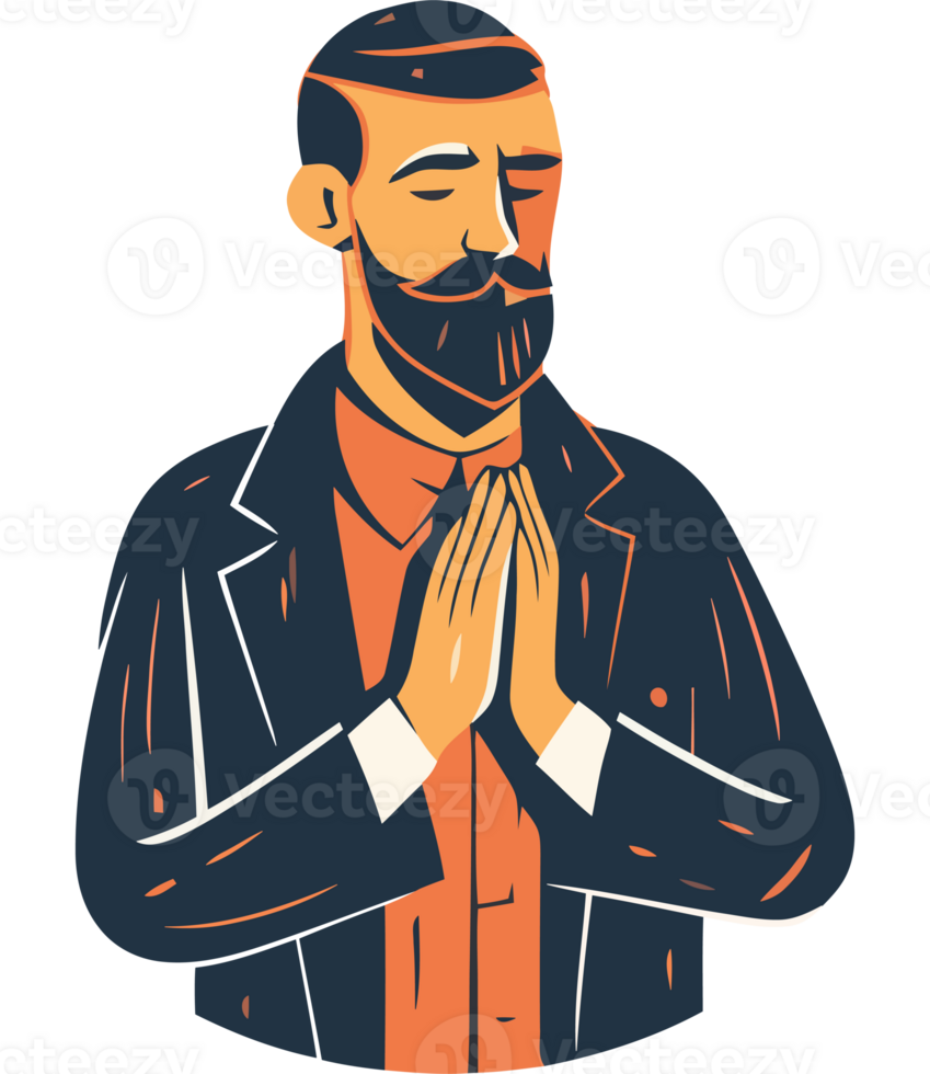 A man with a beard and a suit is praying png